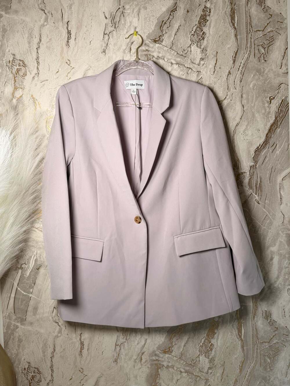 The Drop Blake Long Single Button Blazer Lilac XL